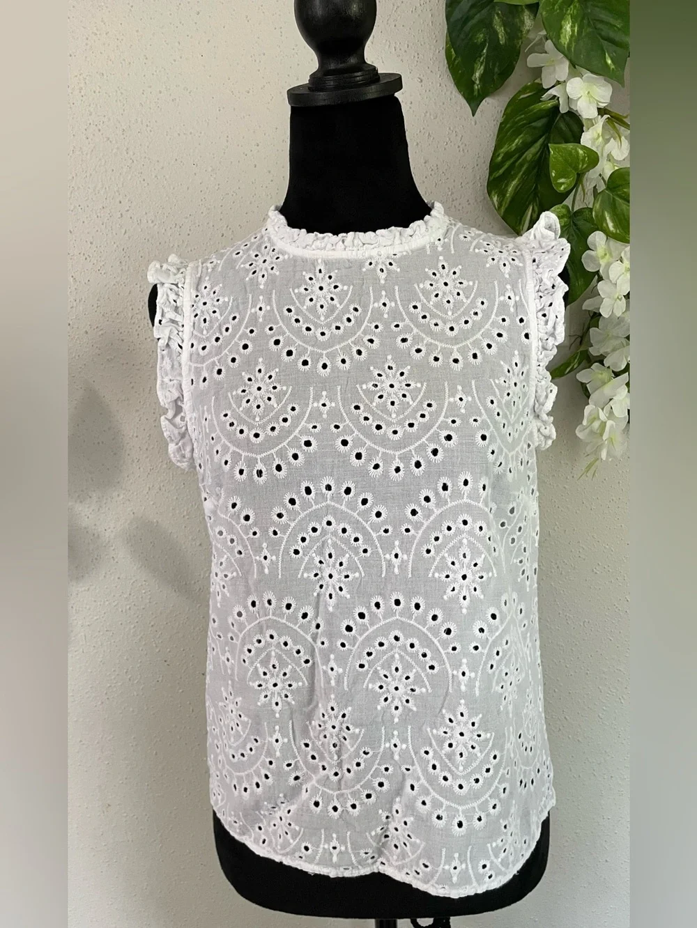 White blouse embroidered Maurices S summer light boho Cotton chi